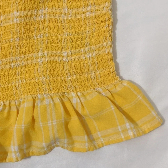Hollister Sleeveless Smocked Crop Top, Color Yellow/White, Size M - Picture 5 of 10